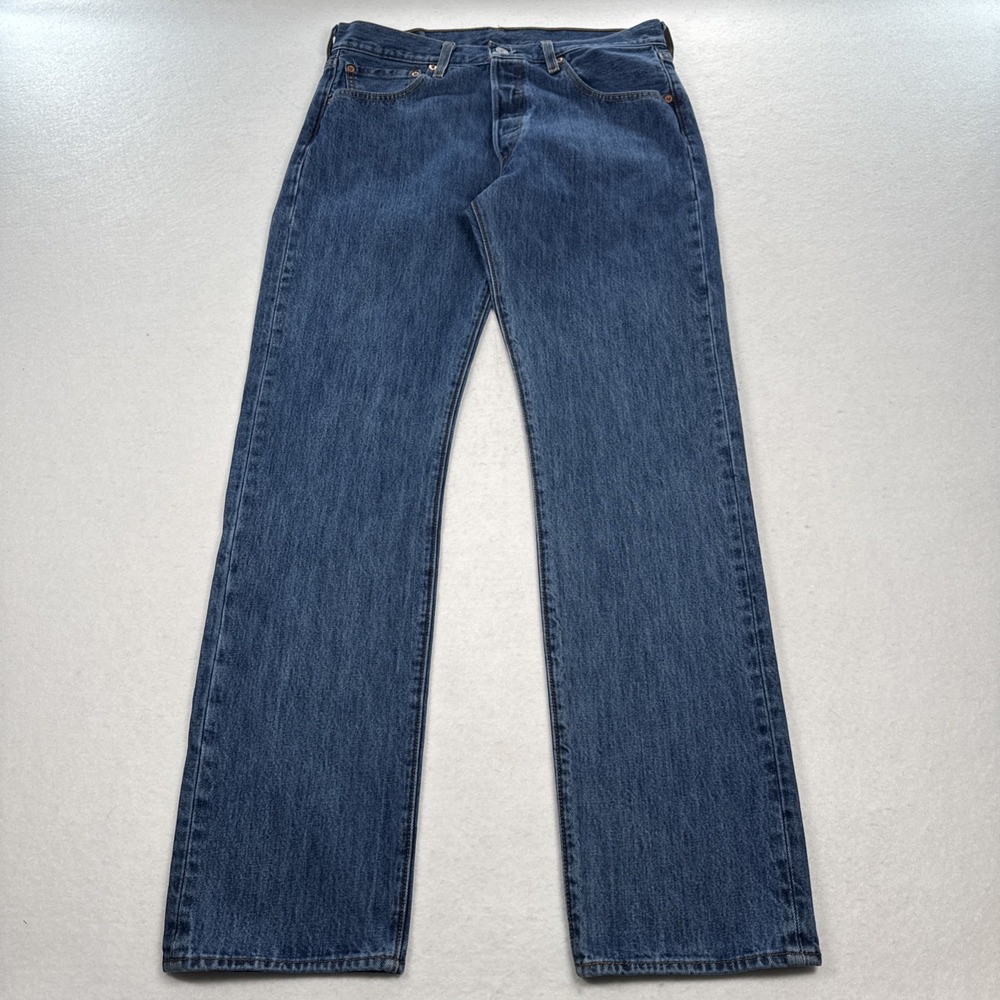Levi's 501 Jeans Fits Mens 32x31.5 Straight Leg Cotton Button Fly Medium Blue